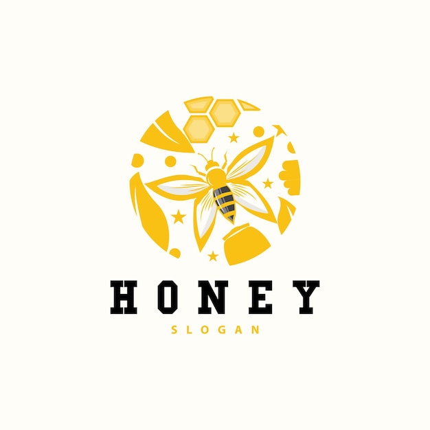 Honey Logo Honey Bee Animal Vector Livestock Design Simple Minimalist Icon Symbol Illustration