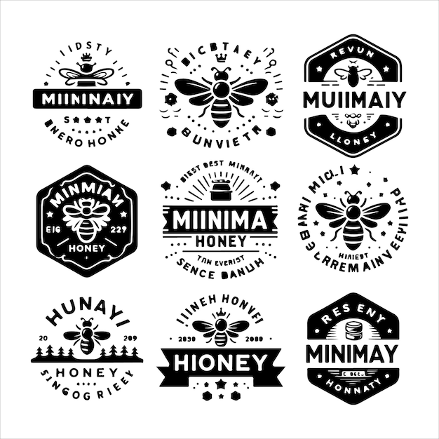 honey logos badges silhouette vector