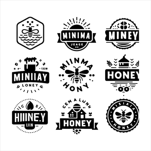 honey logos badges silhouette vector