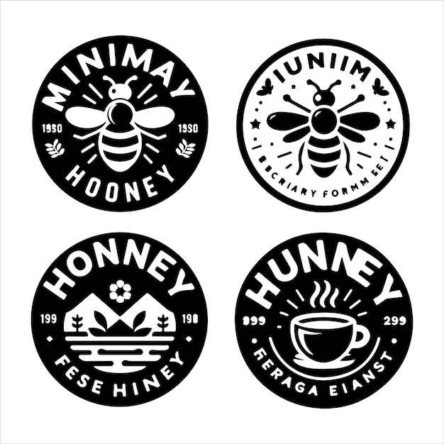 Vector honey logos badges silhouette vector