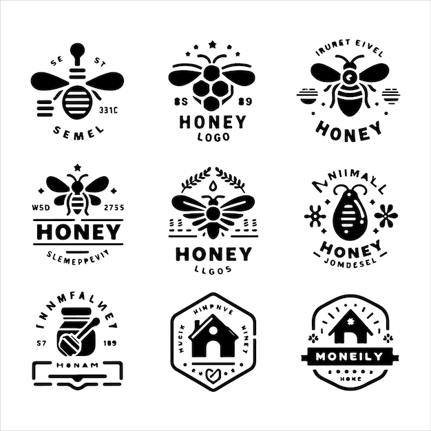 Vector honey logos badges silhouette vector