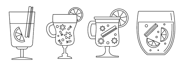 Honey mulled wine icon set