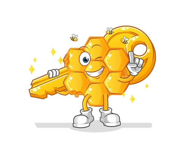 Honey pattern carry the key mascot. cartoon vector