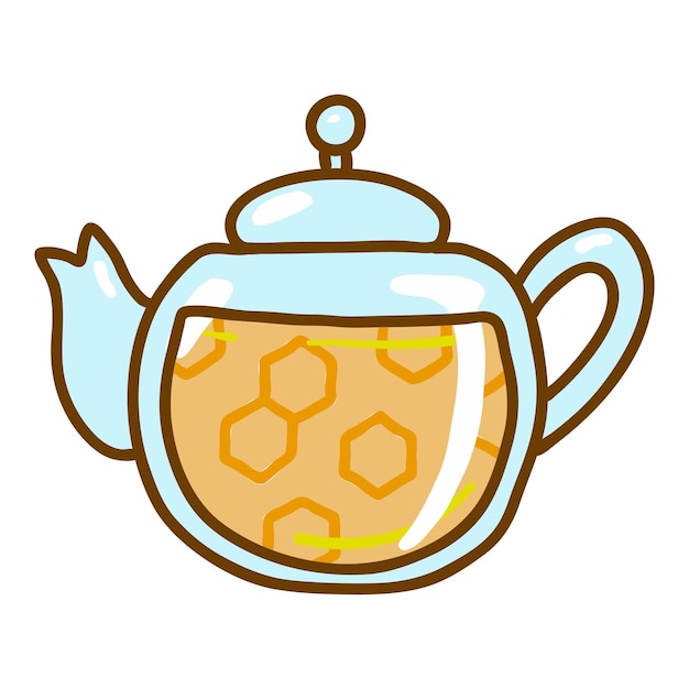 Honey tea pot icon Hand drawn illustration of honey tea pot vector icon for web design