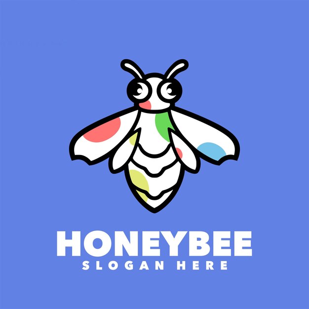 Honeybee line art logo design simple