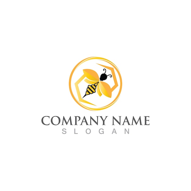 Honeycomb bee  logo and symbol vector image