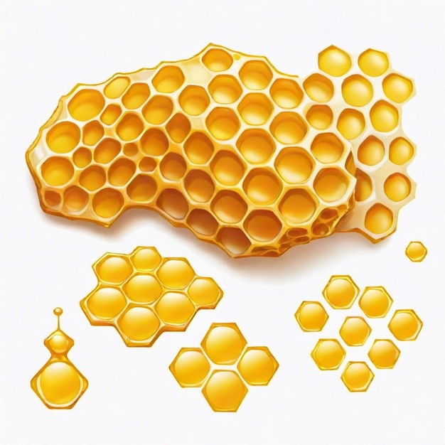 Honeycomb cartoon vector set White background isolated