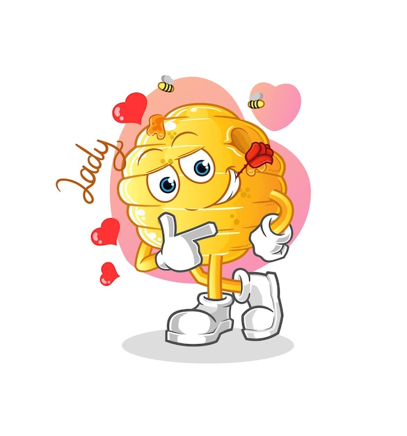 Honeycomb flirting illustration. character vector