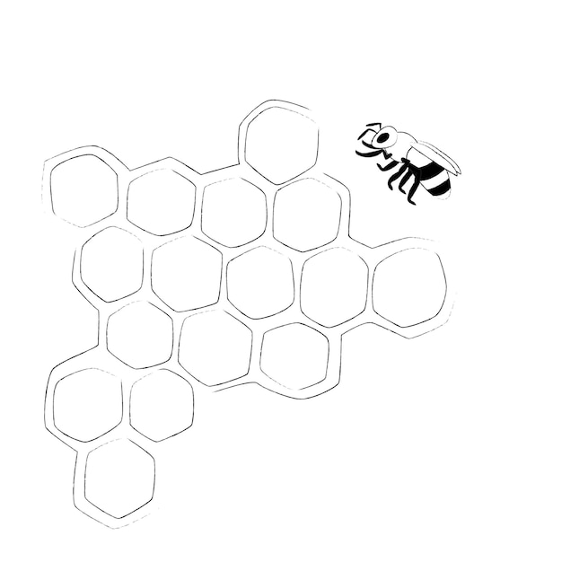 Honeycomb propolis doodle Cell structure Hand drawn honey and bee Natural organic Stock vector