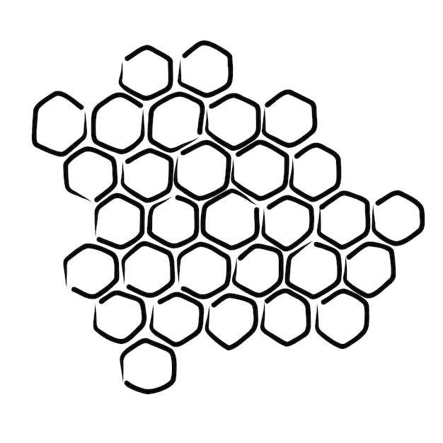 Honeycomb propolis doodle sketch. Hand drawn honey comb sketch. Cell comb structure. Natural organic