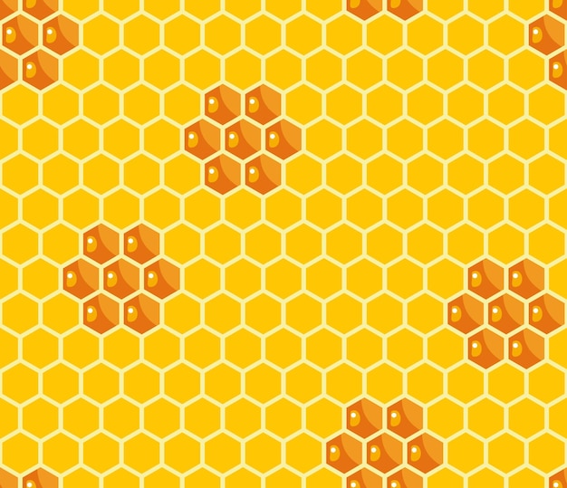 Honeycomb vector yellow seamless pattern