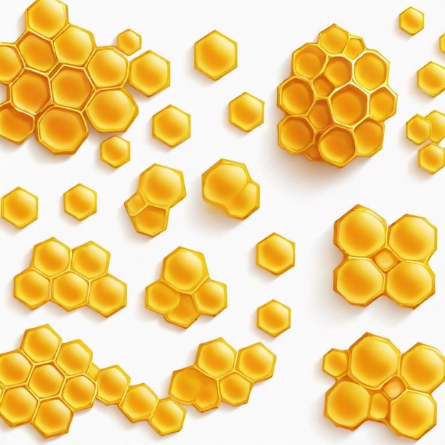 Honeycombs cartoon vector set White background isolated