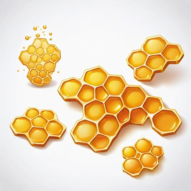 Honeycombs cartoon vector set White background isolated