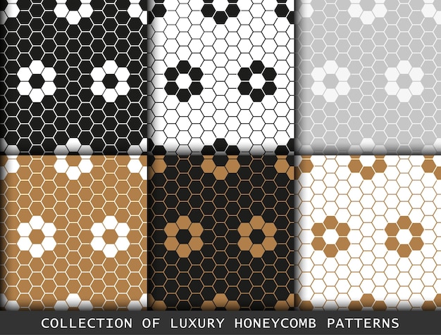 Honeycombs set of geometric patterns abstract hexagons geometric graphic design