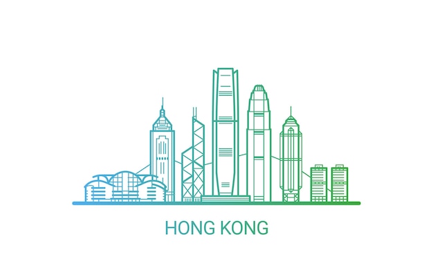 Hong Kong city colored gradient line