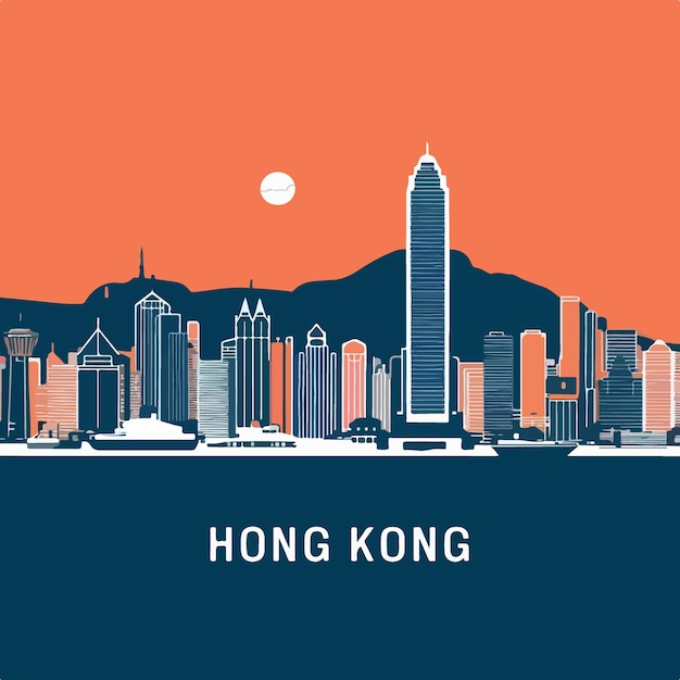 Hong Kong City Skyline Vector