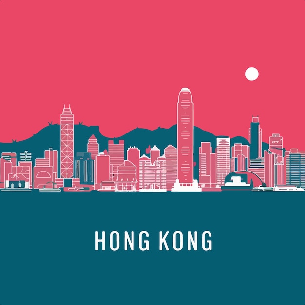 Hong Kong City Skyline Vector