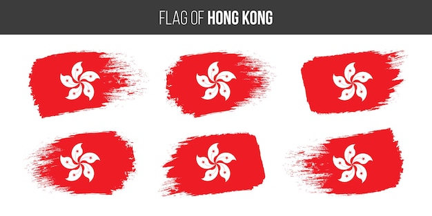 Hong kong flags Brush stroke grunge vector illustration flag of hongkong isolated on white