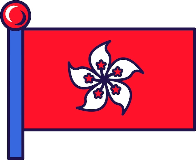 Hong kong traditional flag on flagstaff vector