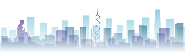 Hong Kong Transparent Layers Gradient Landmarks Skyline