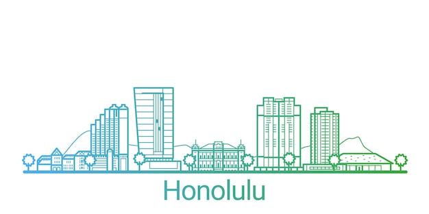 Honolulu city colored gradient line