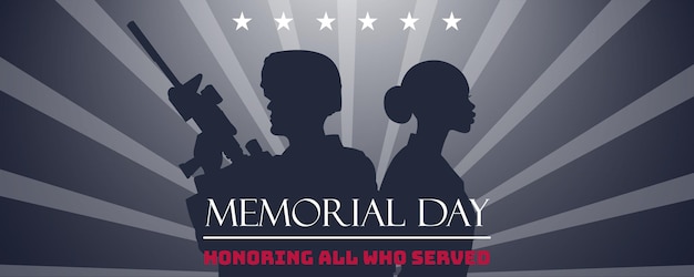 Vector honoring all who served horizontal banner vector graphic