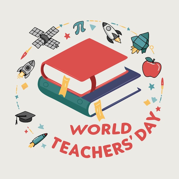 Honoring Educators A World Teachers Day Celebration with Books and Educational Icons