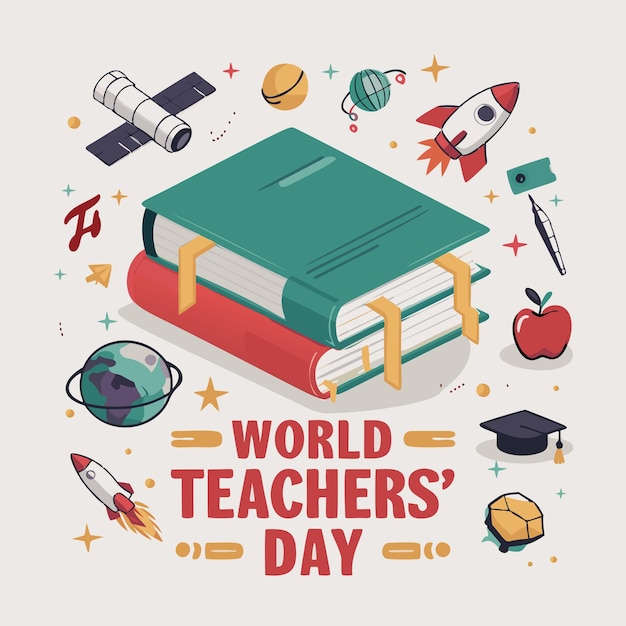 Honoring Educators A World Teachers Day Celebration with Books and Educational Icons