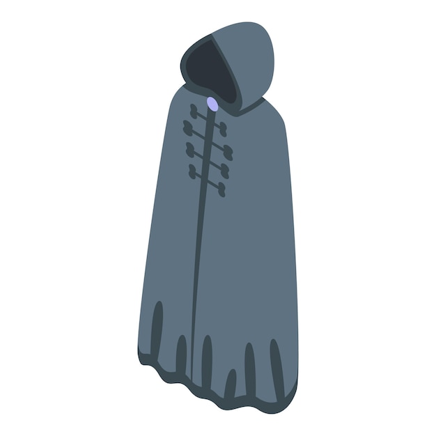 Vector hood mantle icon isometric vector cloth back cloak hero