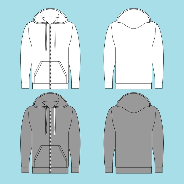 Hooded full zipper sweatshirt with two different colors