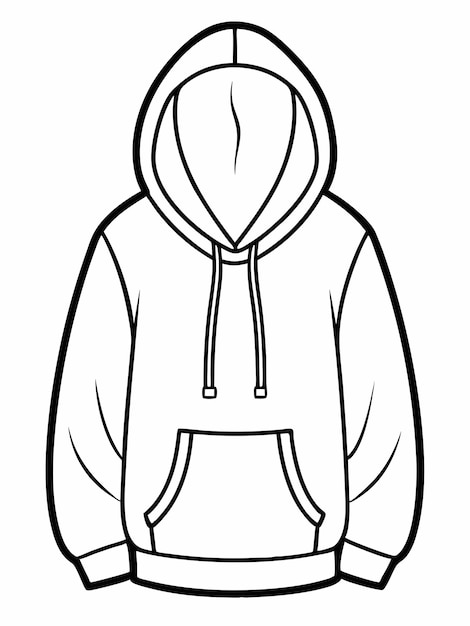 Vector hoodie colouring book pages for children and adults with vector design