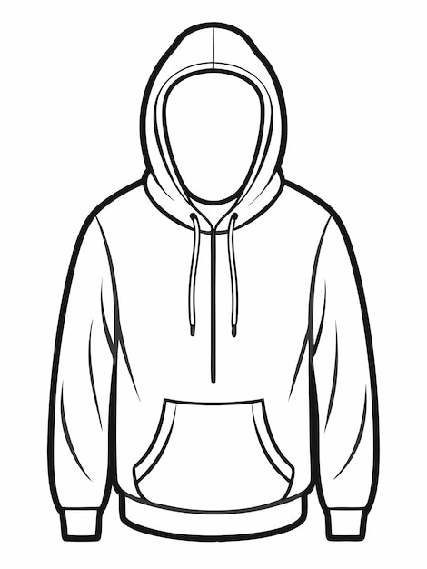 Vector hoodie colouring book pages for children and adults with vector design