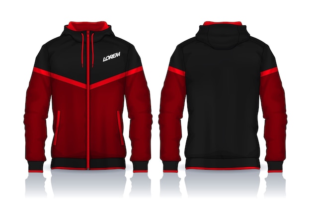 Hoodie shirts template.Jacket Design,Sportswear Track front and back view.