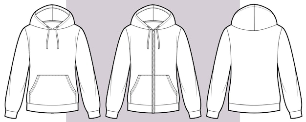 Hoodie sweat jacket with zipper and without Mockup template