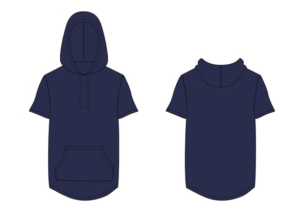 Hoodie technical fashion flat sketch vector illustration template