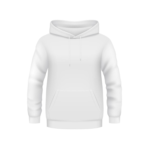 Hoodie white sweatshirt 3d vector clothes mockup