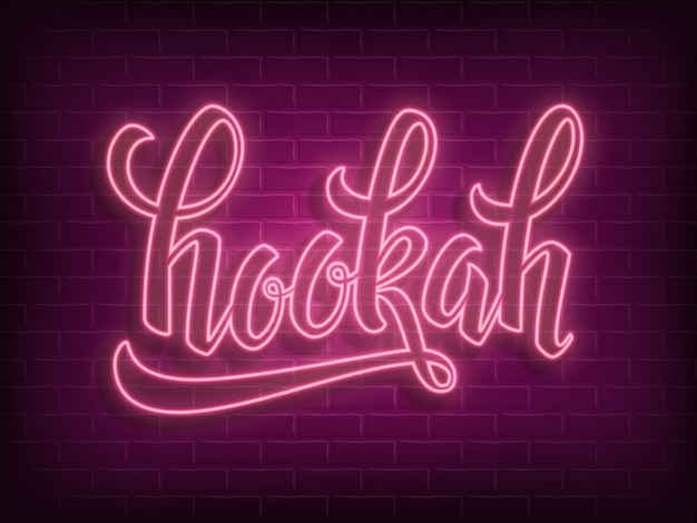 Hookah neon lettering logo.