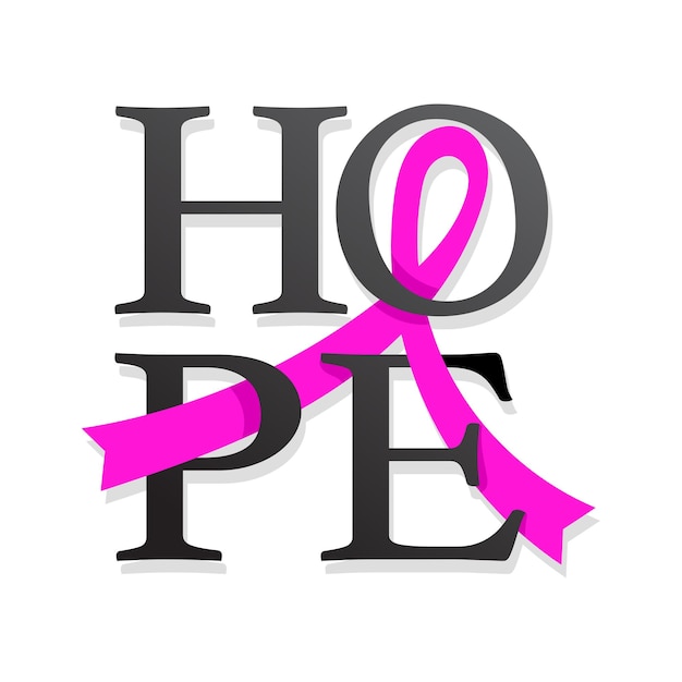 Hope lettering design with Pink ribbon, Brush style for poster, banner and t-shirt.