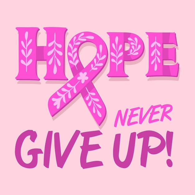 Hope lettering design with Pink ribbon, Brush style for poster, banner and t-shirt.