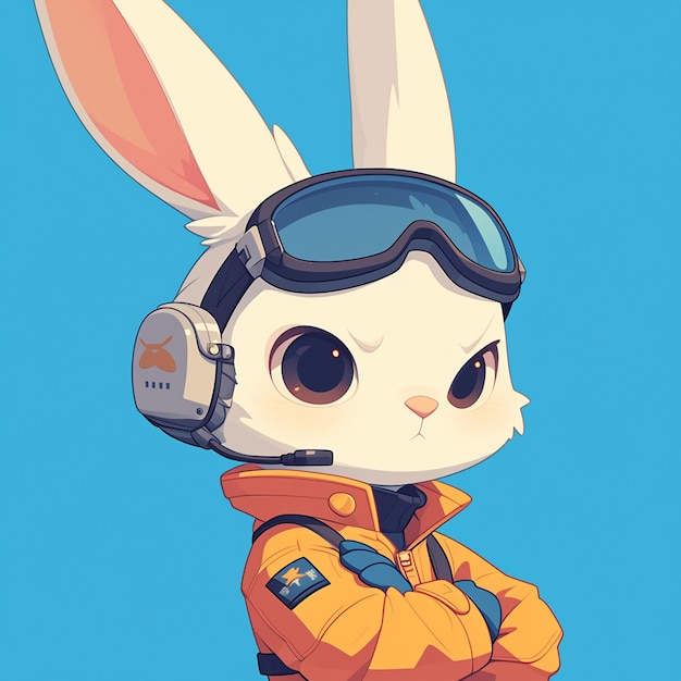 A hopping rabbit pilot cartoon style