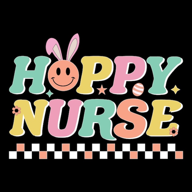 A hoppy nurse logo with bunny ears and a bunny on it