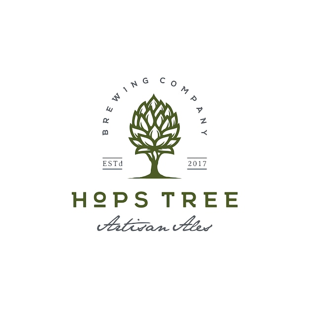 Hops and Tree for Vintage Beer Brewery logo