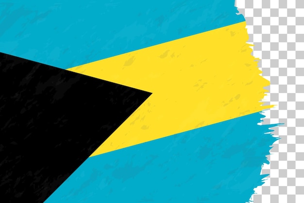 Horizontal Abstract Grunge Brushed Flag of The Bahamas on Transparent Grid