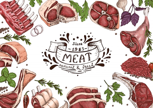 Horizontal background with meats