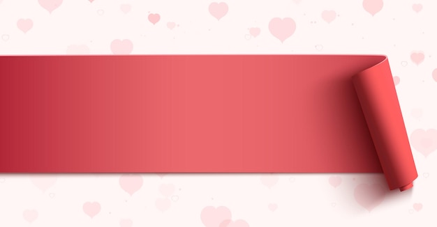 Horizontal banner on background with pink hearts.