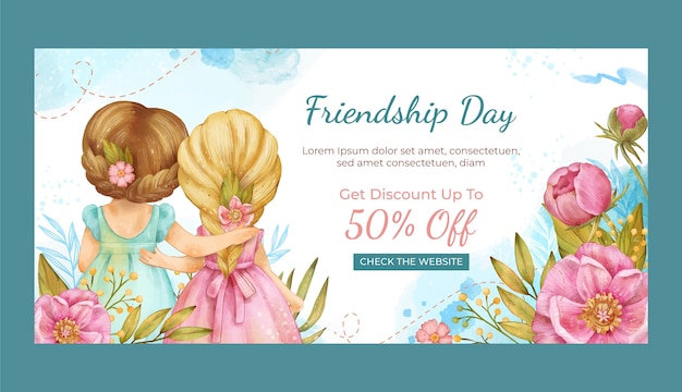 Horizontal banner template for friendship day celebration