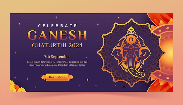 Vector horizontal banner template for ganesh chaturthi