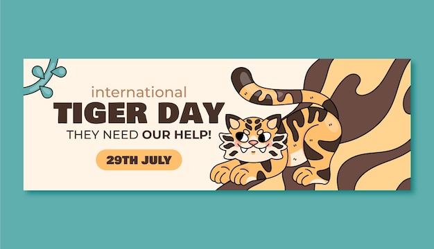 Vector horizontal banner template for international tiger day awareness