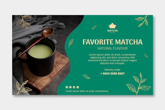 Horizontal banner template for matcha tea