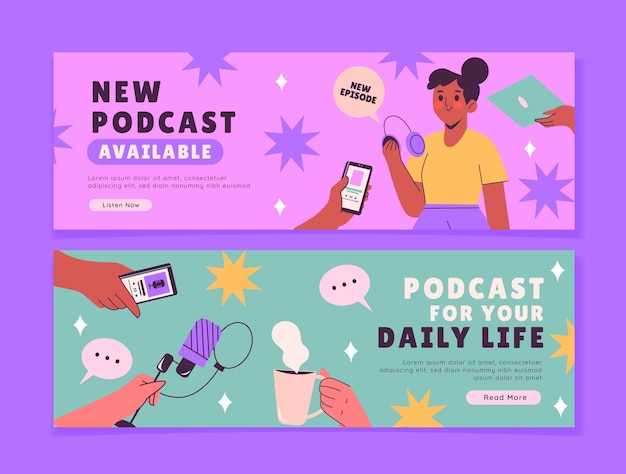 Horizontal banner template for podcast content